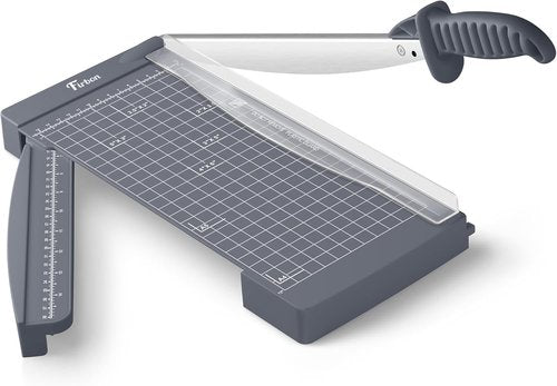 Firbon 12" Guillotine Paper Cutter - Compact Heavy-Duty Trimmer for 12 Sheets | Ideal for Scrapbooking, Office & Classroom (Gray)