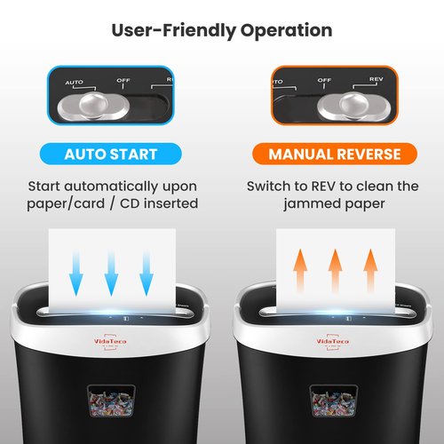 VidaTeco Paper Shredder for Home Office10-Sheet Cross-Cut Shredder with US Patented Cutter,Also Shreds Card/CD/Clip,Paper Shredding Machine for Home Use Heavy Duty with Jam Proof,3.9-Gallon Bin