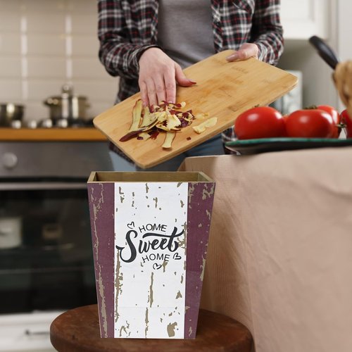 2 Pack 1.5/2.5 Gallons Bathroom Trash Can, Wood Farmhouse Rectangular Garbage Can Waste Basket Rustic Style Wooden Garbage Can Small Trash Bin for Bedroom, Kitchen, Office