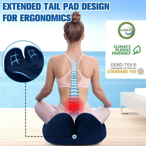 DailyCuddles Seat Cushion, Chair Cushions for Office Chairs/Desk Seats/Wheelchair - Hip&Sciatica&Tailbone Pain Relief Memory Foam Office Chair Cushion for Long Sitting Office Workers, Blue