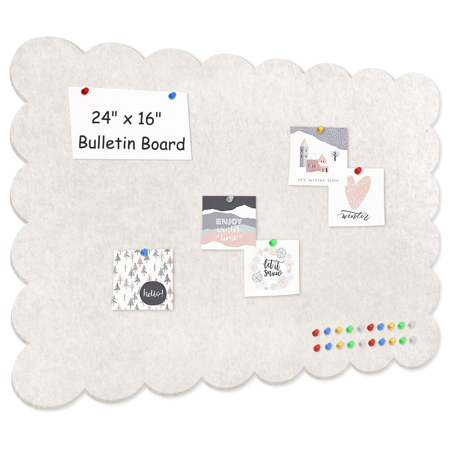 Foldable Decorative Scalloped Felt Bulletin Board 24 * 16 Inches for Wall, Alternative Photo Board Self-Adhesive Vision Board Decorative Pin Board for Wall (Light Camel)