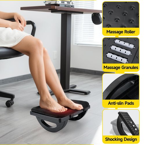 ErgoRest Adjustable Height Foot Rest for Under Desk, Heated & Temperature Controlled Foot Stool for Office & Travel - Relieves Back Pain