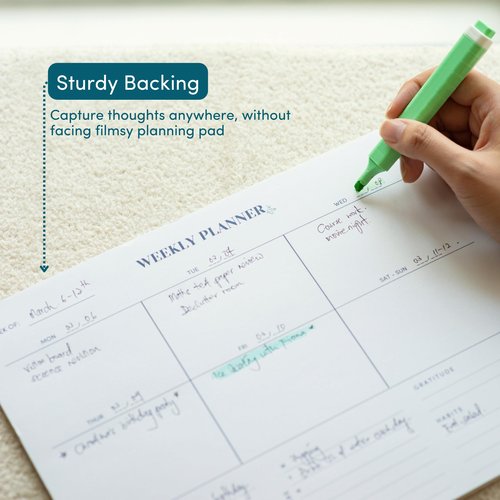 Nook Theory 8.5" x11" Weekly Task Planner Pad Tear Off - 52 Pages Undated To Do List Notepad, Full Year Productivity Planning Pad for Study and Work Desk (Green)