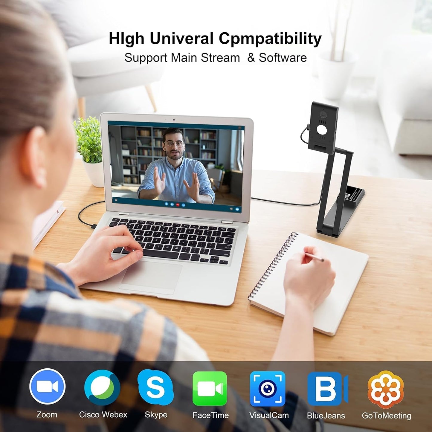 VS5 Document Camera - A3-Size USB Visualizer with 2K Webcam & Microphone for Remote Teaching | Compatible with Windows, macOS, ChromeOS