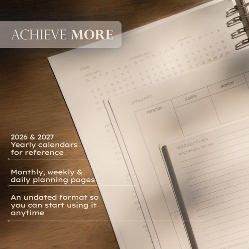 Anecdote Spiral Planner - 2026-2027 Calendar | Undated 52-Week Organizer (8.5" x 10") - Olive Color