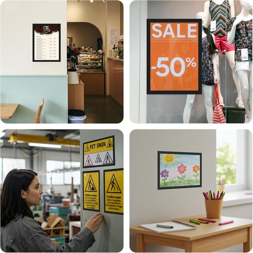OWLKELA Magnetic Sign Holder - 6 Pack 8.5x11 Inch Adhesive Frames with Strong Magnet for Office & Store