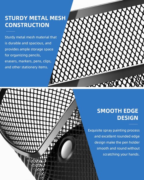 VICNOVA Magnetic Pen Holder, Stands for pens and pencils, Locker Organizer with Strong Magnets Metal Mesh Storage Magnetic Basket for Refrigerator Whiteboard Locker Accessories Classroom Must Haves