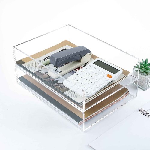 2 Pack Acrylic Paper Tray Organizer for Desk Clear File Organizer,Acrylic Desk Organizers and Accessories Sorter,Perfect for File Paper, Ipad, Letter, A4 Office File, Books, Notes.(Vertical)