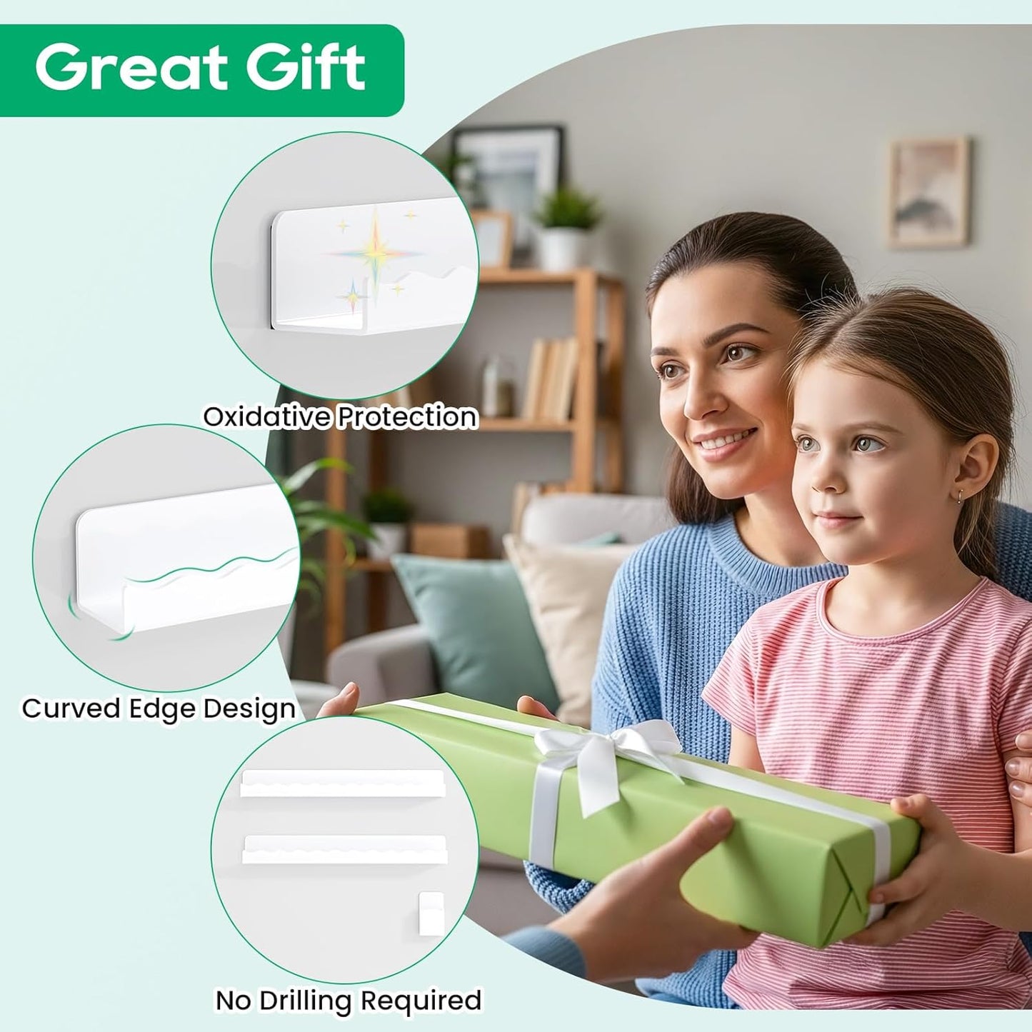 Skiennix Magnetic Book Shelf - Reusable Acrylic Display with Pen Holder for Whiteboards | White, 2 Pcs