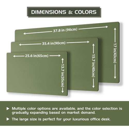 Aothia Dual-Sided Desk Mat - Natural Cork & Leather Desk Protector, Large Mouse Pad & Writing Pad for Office/Home, Olive Green (25.6"x13.7")