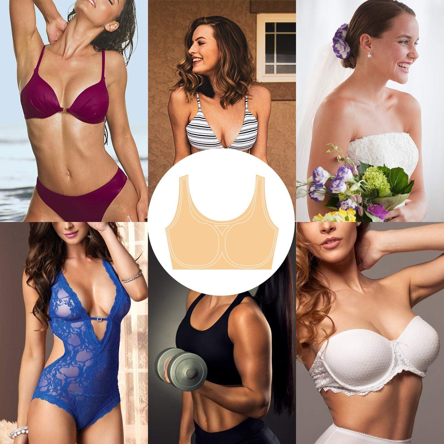 TopBine Round Soft Bra Inserts - Removable Sport Bra Cups for Mastectomy & Swimsuit Use | 3 Pairs