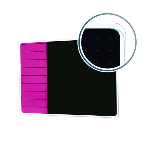 Floortex® Viztex® Glacier Violet & Black Plan & Grid Glass Dry Erase Board - 17" x 23"