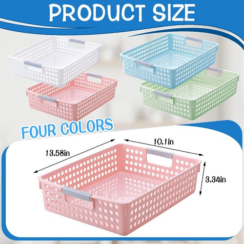 4 Piece Storage Basket Classroom Organization Storage Paper Tray Holds 4A Paper Trays for Classroom Home Handicrafts Storage Library Drawers Office Arts Crafts Supplies