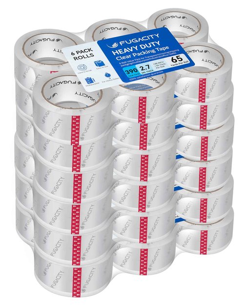 FugaCity Clearer Packing Tape Refills (36 Rolls),Heavy Duty Packaging Tape for Moving Sealing, Moving Supplies Shipping Tape,2.7 Mil Thick, 1.88 in Wide,65 Yards Per Roll,Total 2340 Yards