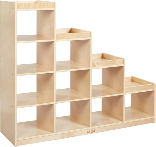 ECR4Kids Double-Sided Cube Storage Organizer - Versatile Classroom Furniture in Natural Finish