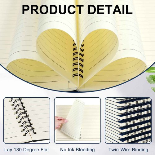 Yahenda Spiral Notebook Bulk A5 Journal Lined 8.3'' x 5.5'' Writing Composition Paper Small Notepad Subject Notebook for Students Office Business Back to School Supplies(Deep Blue,36 Pcs)