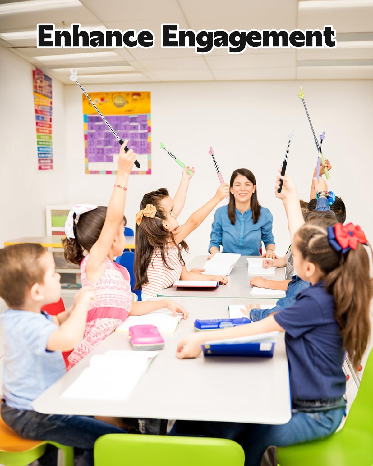 Skiennix Extendable Finger Pointer Stick - Collapsible Telescoping Classroom Tool | Pink & Purple
