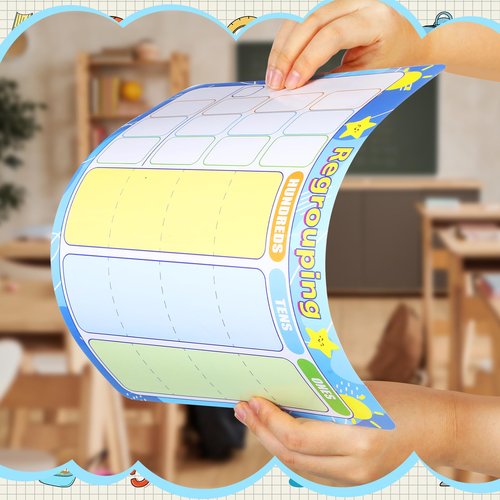 AmazingSpark 18 Packs Place Value Chart Math Manipulative 9x12 Inches Dry Erase Double Sided Cards Math Learning White Boards Small Whiteboards for Kids Students Classroom Home(Place Value)