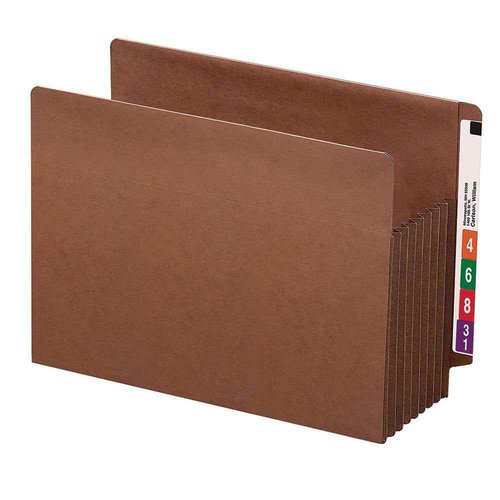 Smead End Tab TUFF® File Pocket, Reinforced Straight-Cut Tab, 7" Expansion, Tyvek® Gusset, Extra Wide Letter Size, Redrope, 5 per Box (73795)