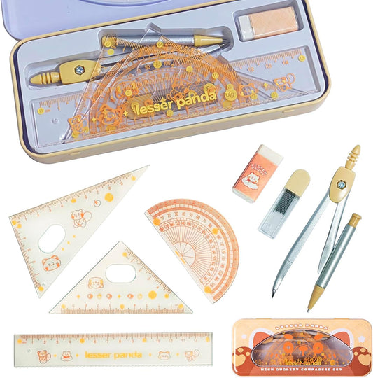 7Pcs Geometry Set | Math Protractor, Compass, Ruler & Mechanical Pencil - Essential Back to School Kit for Students