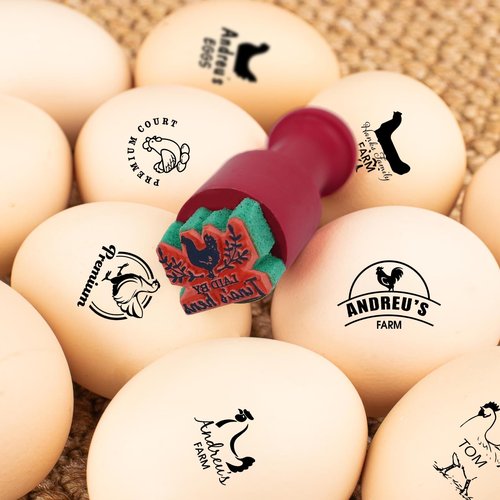 Terwex Custom Egg Stamps for Fresh Eggs - Personalized Egg Stamp with Your Unique Branding Marker - Long Lasting Egg Stamper for Farm Chicken Coop Farmer Rancher Gifts - Chicken Coop Accessories