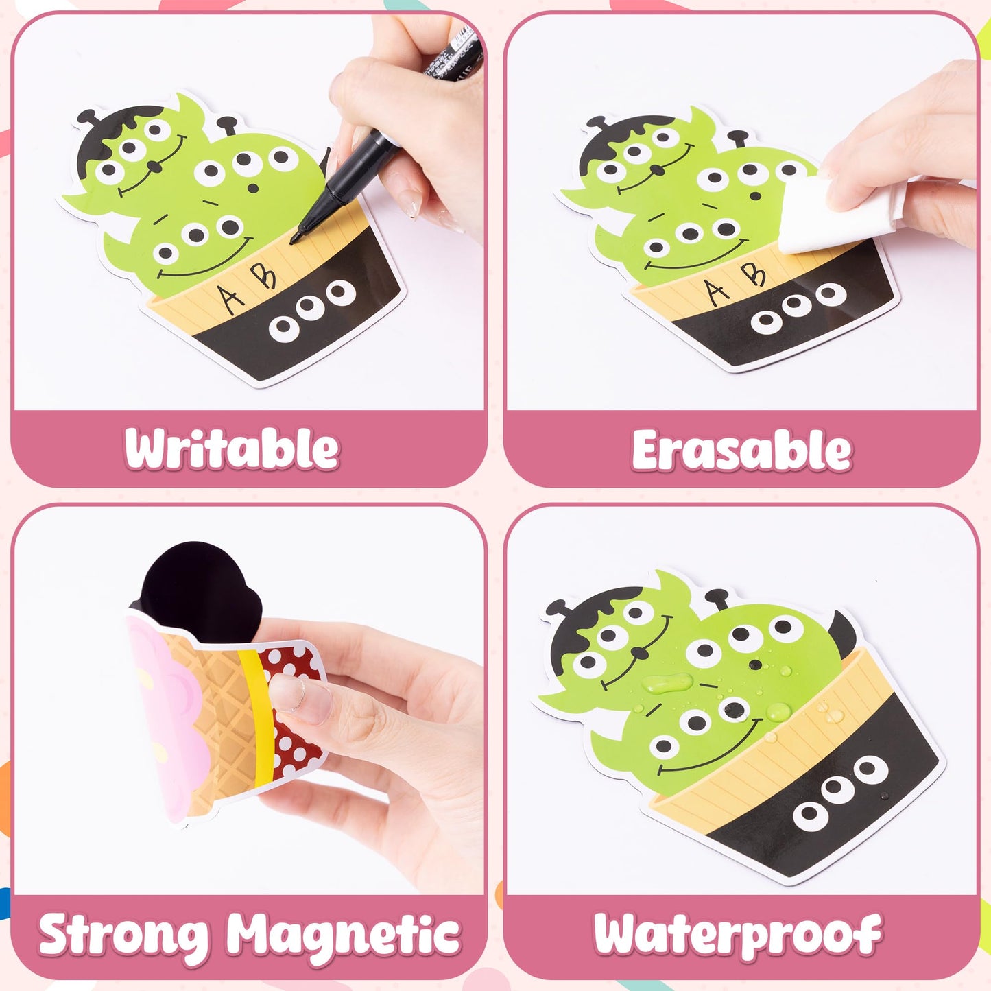 BOpusail 24Pcs Summer Ice Cream Mouse Cruise Door Magnets Cute Style Ice Cream Cruises Entrance Decals Decor Refrigerator Garage Magnet Waterproof Magnetic Sticker for Holiday Carnival Ships Cabin