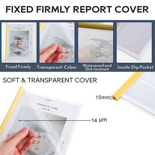 150 Pcs Bulk A4 Clear Report Cover with Sliding Bar 5 Colors Folder Binder Sliding Bar Files Classification Transparent Resume Clipbar Presentation File Folders for School and Office