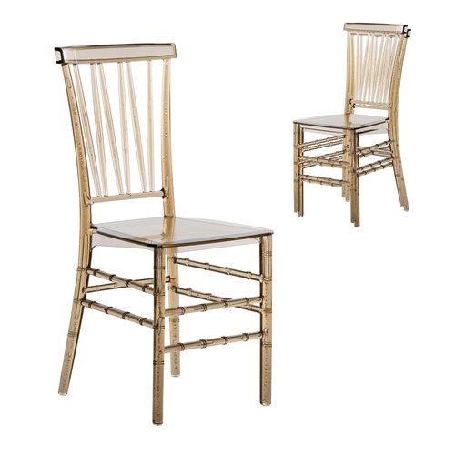 Techni Home Chiavari Style Chair, Set of 2 Stackable Acrylic Chairs, Elegant Design, Perfect for Weddings, Parties, Events, or Extra Dining Seating, Modern and Versatile for Indoor/Outdoor Use (Amber)