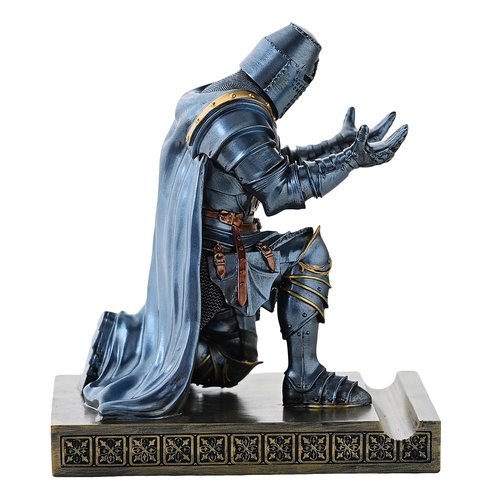 NCQIXIAO Medieval Templar Vanguard Officer Knight Pen Holder Pen Stand Desk Organizers and Accessories Resin Mobile Phone Stand as Gift for Office and Home Desk Organizer (Blue)