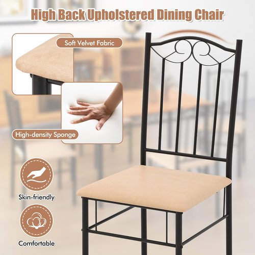 Giantex 5-Piece Dining Set, Modern Rectangular Dining Table & Upholstered Chair, Space-Saving Dinette Set for Dinner, Restaurant, Kitchen Dining Room Furniture for 4, Orange