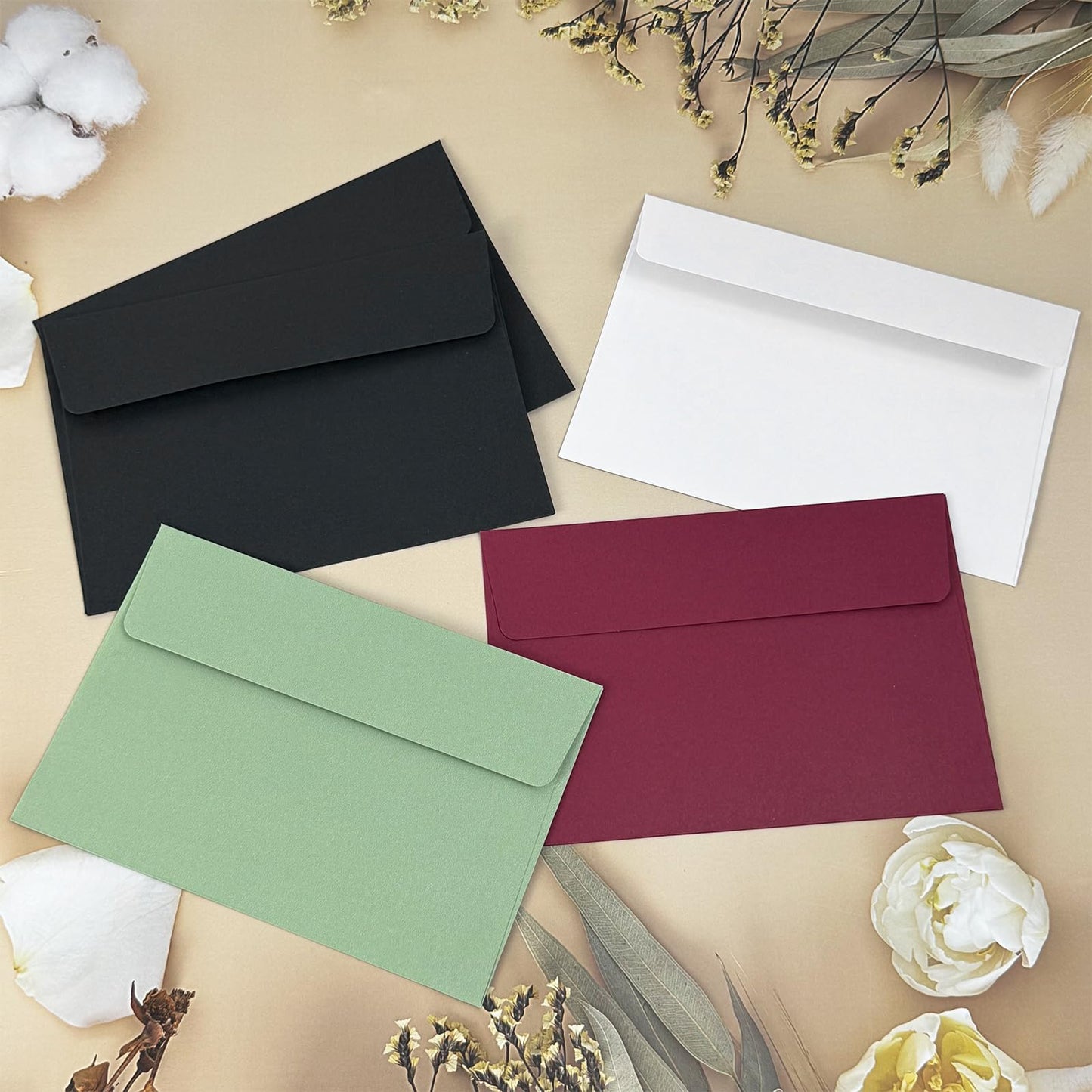 5x7 Envelopes For Invitation A7 Envelope black,50 pack 5x7 card Envelopes Self Seal,for weddings, greeting cards,baby shower,photos,birthday (50, Black, A7)
