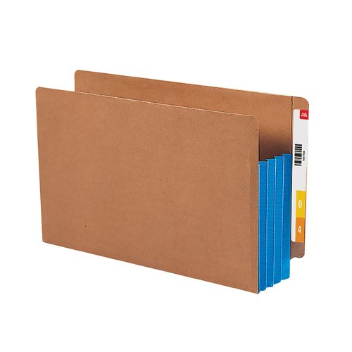 Smead End Tab File Pocket, Reinforced Straight-Cut Tab, 3-1/2" Expansion, Extra Wide Legal Size, Redrope with Blue Gusset, 10 per Box (74679)