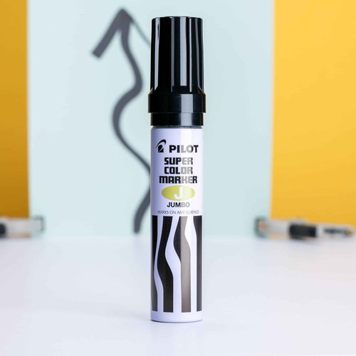 PILOT Super Color Jumbo Refillable Permanent Markers, Black Ink, Extra-Wide Chisel Point, 12-Pack (43100)