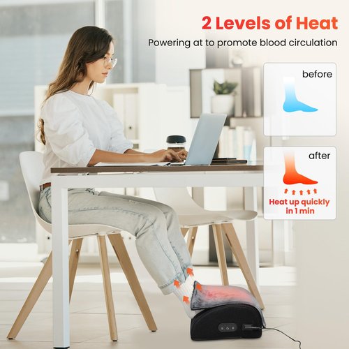 Beleduc Ergonomic Under Desk Foot Rest with Heat,Vibration Massage, Heated Foot Rest for Under Desk at Work, Foot stools for Under Office Desk