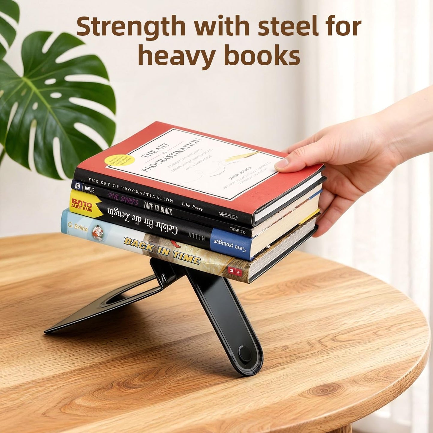 HappyHapi Book Ends, Metal Bookends for Shelves, Non-Skid Book End to Hold Books, Black Book Stopper/Holder for Office Home Kitchen, 5.7X 4.9 X 6.5 in, 3 Pair(6 Pcs, Large)