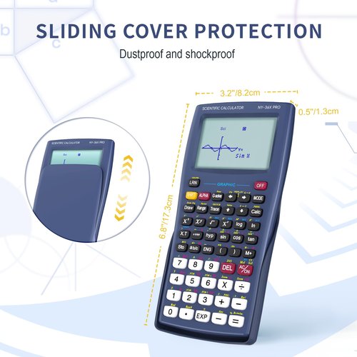 Scientific Calculator with Graphing Function, NEWYES 36X Pro Graphic Science Calculator for Middle and High School Supplies (Blue)