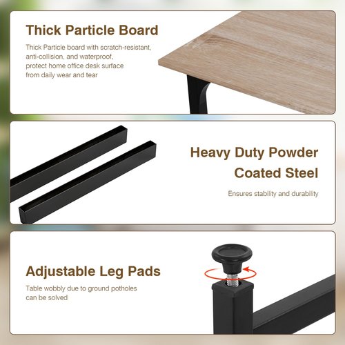 FDW 47 inches Computer Desk/Home Office Desk/Writing Study Table/Modern Simple Style PC Desk with Metal Frame,Nature