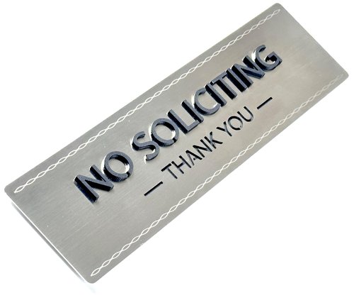 Kubik Letters No Soliciting Sign for House and Front Door, Raised Letters, Contemporary Design, Stainless Grade 304,- No Silication Solicitation Solicitors for Home and Business, Ultra Strong 3M Adhesive Tapes