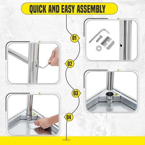 COZONY Stainless Steel Table 36x24 Inch, Kitchen Restaurant Stainless Steel Prep Work Metal Table Countertop with Open Base