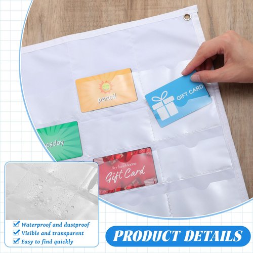 Affrolling 2 Pcs 2 x 3.5 Inch Business Card Index Card Holder Sleeve Hanging Wall Mount Business Holder 36 Slot Plastic Organizer for Office Home(White)