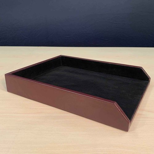 Dacasso Burgundy Leather Letter Tray