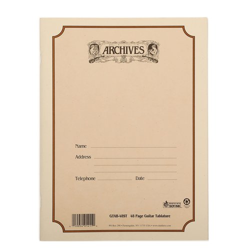 Archives GTAB-48ST Standard Bound Manuscript Paper Book, Guitar Tab, 48 Pages