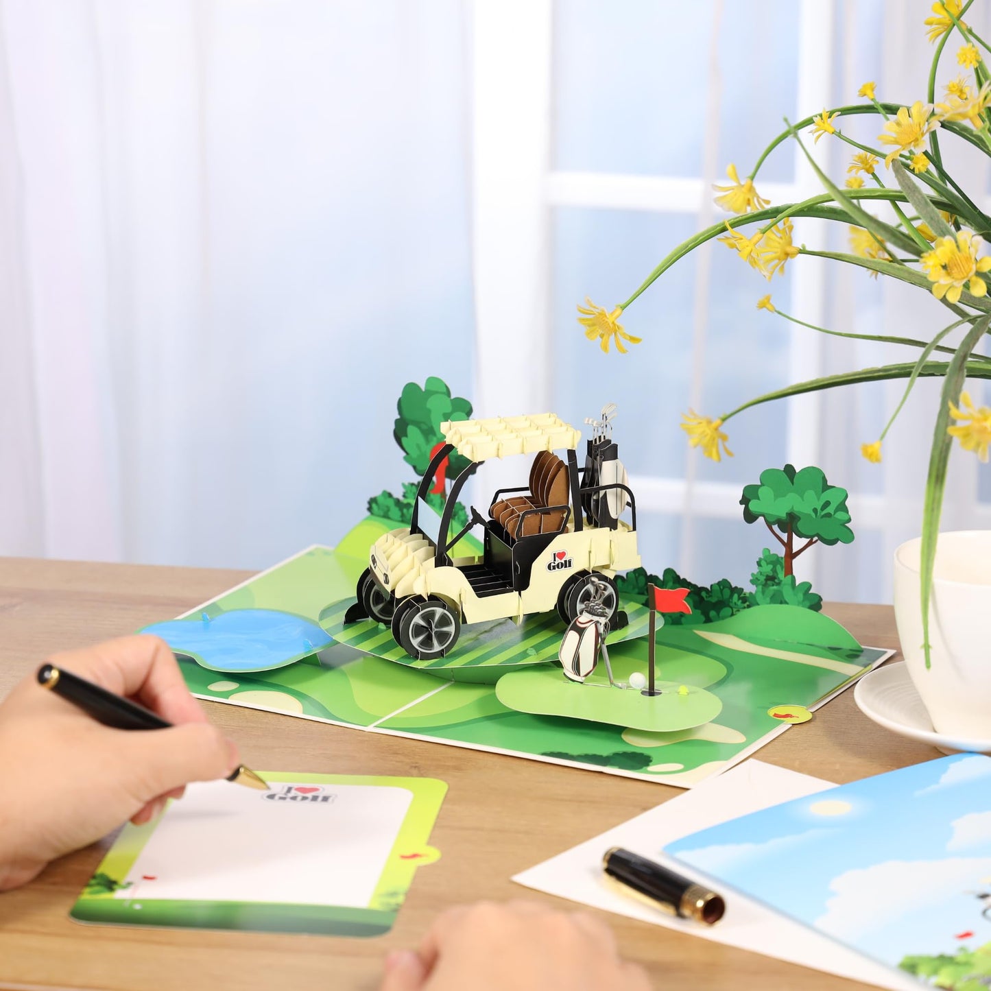 Pop Up Fathers Day Card Golf, 3D Golf Birthday Card for Dad, Golfers, Husband, Grandpa, Pap, Him, Son; All-Occasion Father’s Day, Congratulations, Thank You, Retirement for Boss, Coworker, 6x8 in