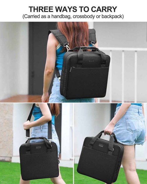 Realove 3 Inch 3 Ring Zipper Binder with Double Shoulder Strap & Handle - 3” D-Ring Binder with Zipper with Multi-Pocket (for 13” Laptop & Tablet and Smaller) for School-Black(Pen not Included)