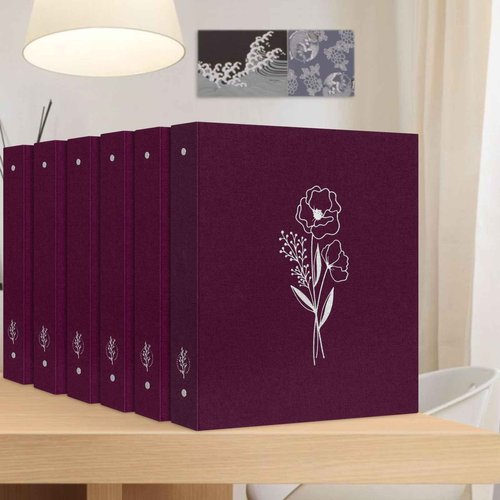 Lanpn Aesthetic 3 Ring Binder 6 Packs, Linen Hardcover 1 inch Round Rings Folder Holder Planner Fits Letter Size 8.5” x 11" Paper for Office School Journaling Collections (Purple)