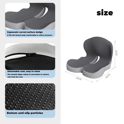 Memory Foam L-Shaped Integrated Seat Cushions, Car Seat Ergonomic Design,Back Support Memory Foam Seat Cushion for Office Chair (Black)