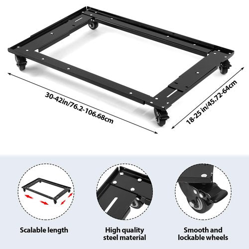 Yuntau Adjustable Lateral Files and Storage Cabinet Dolly Large Commercial Adjustable Cabinet File Dolly for Home Office, Long30''-42'', Width18''-25''