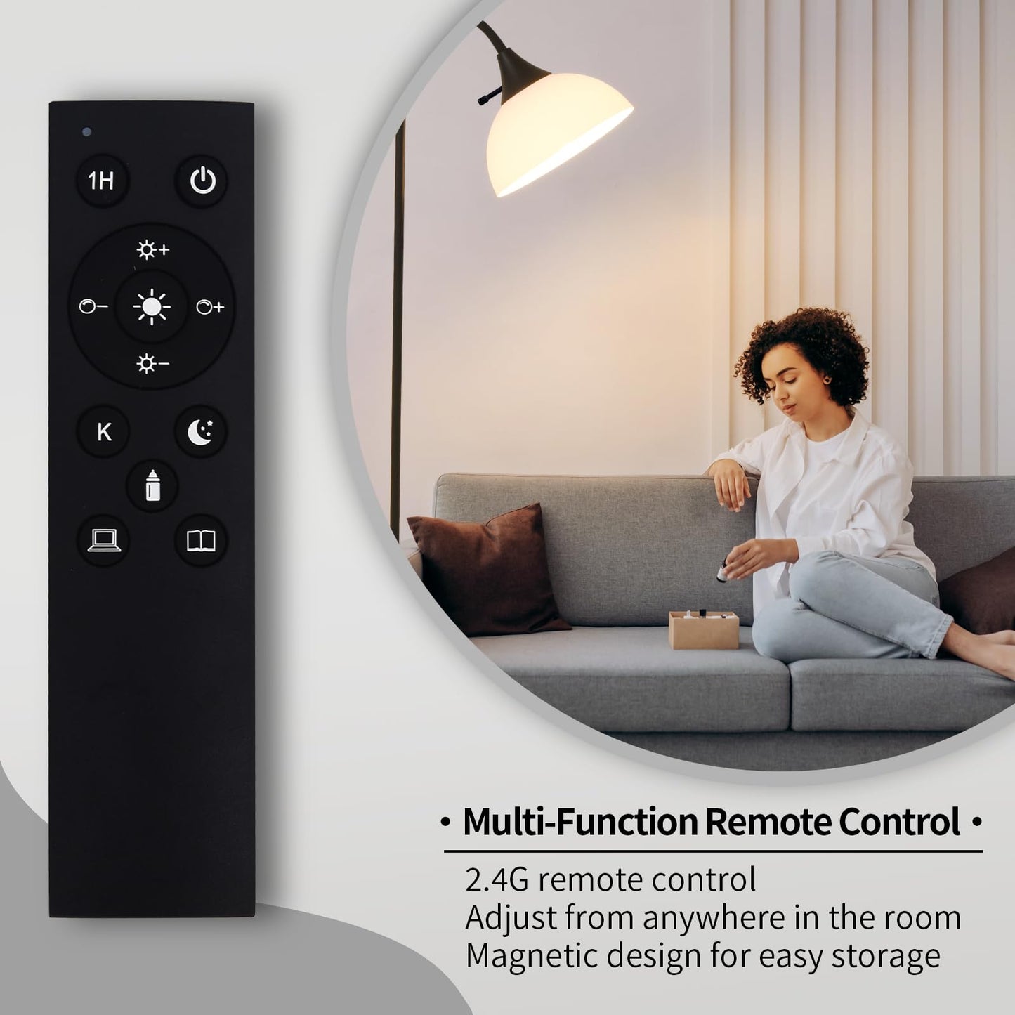 GDRKNP Floor Lamps for Living Room with Remote Control, Stepless Brightness Adjustable and 2700K-6500K Color Temperature, Adjustable Standing Lamp, Tall Standing Lamp for Bedroom Living Room Office