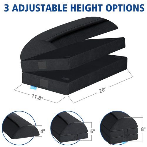 KAYFIA Foot Rest for Under Desk at Work XXL(20in) with 3 Adjustable Heights，Foot Stool with Supportive Gel Foam, Warmer Feet Pocket Footrest for Office Gaming Chair, for Leg Support -Black