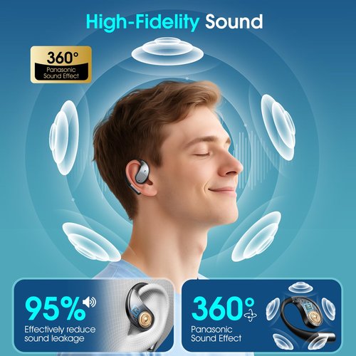 AI Translation Earbuds Real Time, 2025 Upgraded 6-in-1 Instant Translator with 144 Online & 11 Offline Languages, Voice/Video Call, Wireless OWS Translating Earbuds for Business Travel Learning